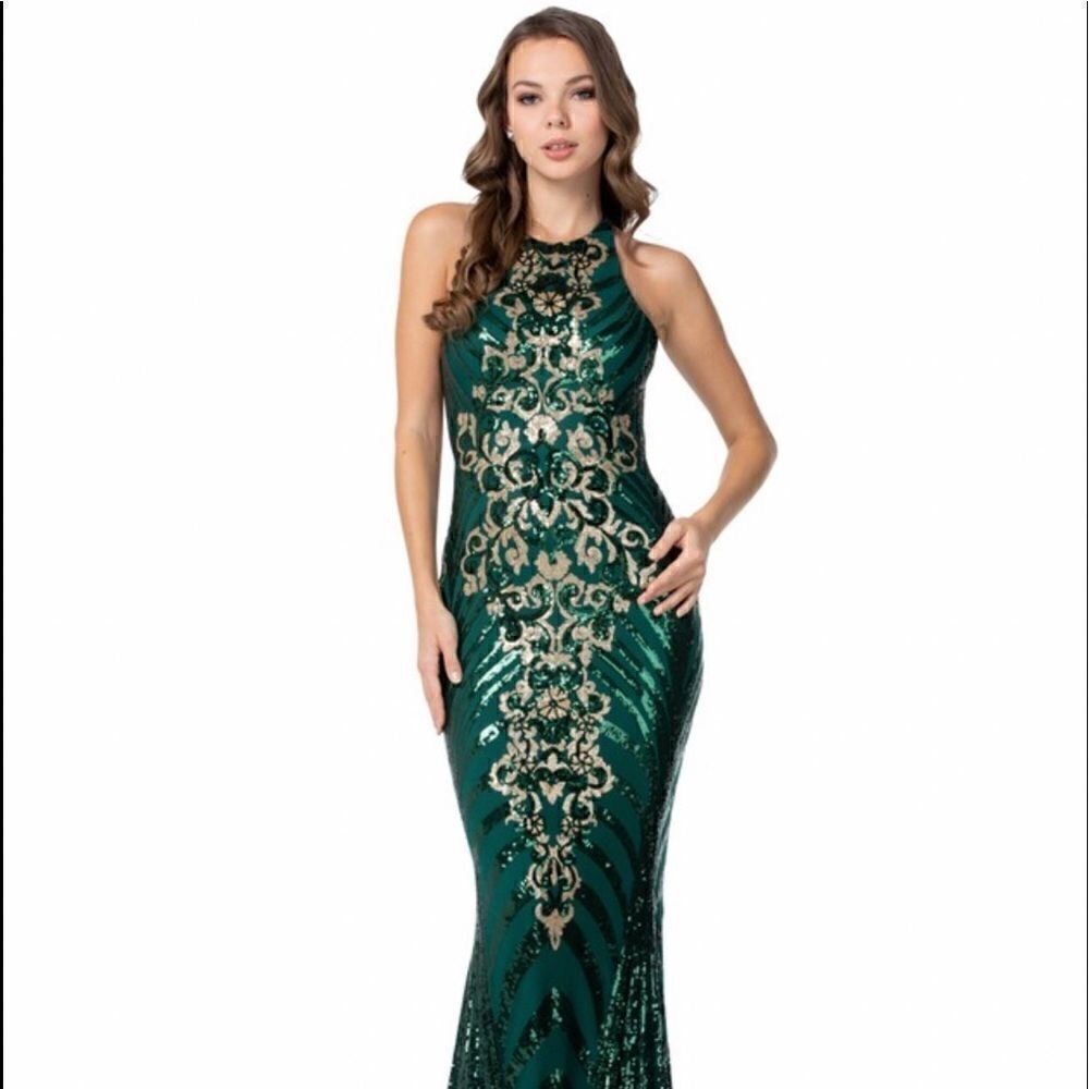 Emerald and Gold Ball Gown